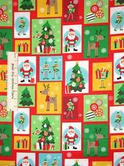 Christmas Tree Reindeer Elf Fabric By the Yard Cotton Ole Saint Nick