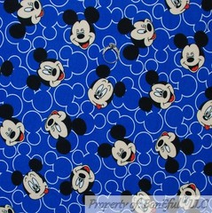 BonEful FABRIC FQ Cotton KNIT Blue White B&W Red Black Mickey Mouse Face Disney