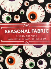 David Textiles SEASONAL FABRIC. “EYEBALLS” Halloween. 1-Yard Precuts. 36×44 In.