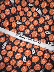 2 Yards Johnny Yanok Ghosts & Pumpkins Black Retro Halloween Cotton Fabric Joann
