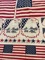 Vintage Patriotic Eagle Flag Fabric So proudly we hail 4th of July by the yard