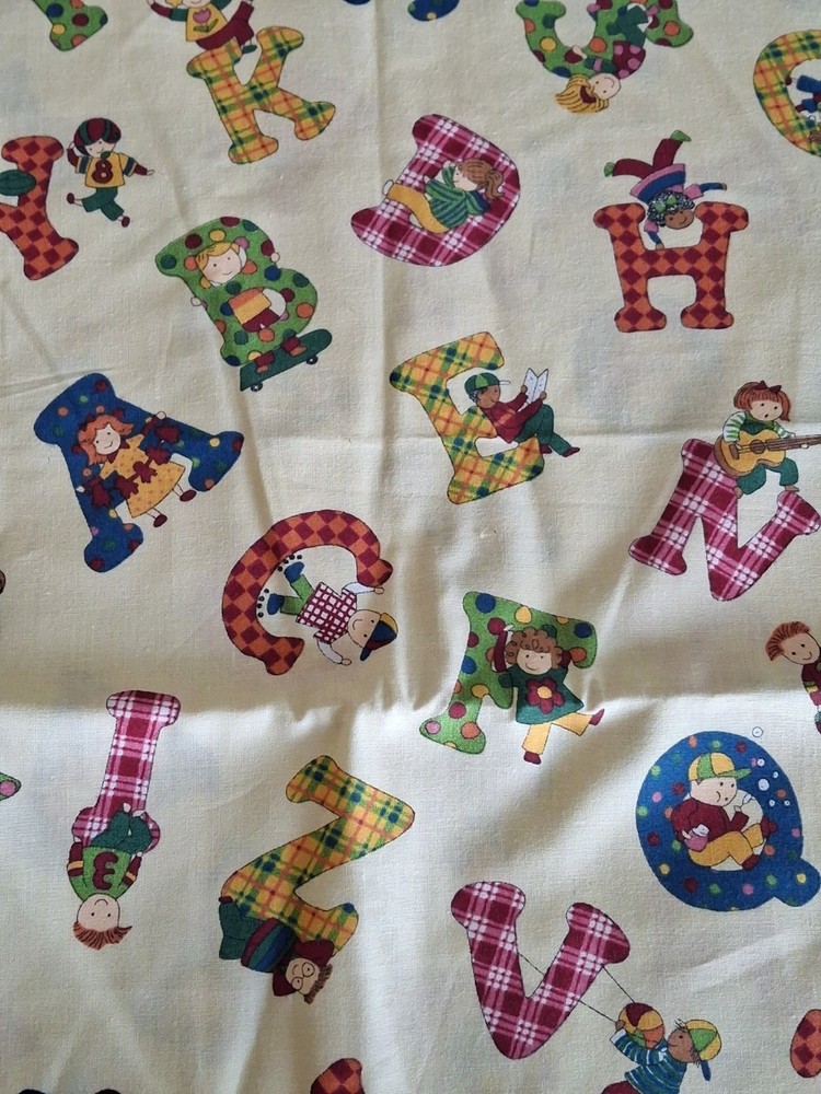Concord Fabrics Cotton Kids Alphabet Letters ABCs 42″ Long-Beige
