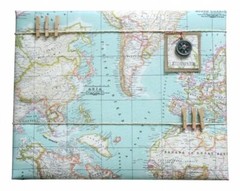 WORLD MAP 2 Globe Atlas Furnishing Fabric Cotton Material 55” wide SKY BLUE
