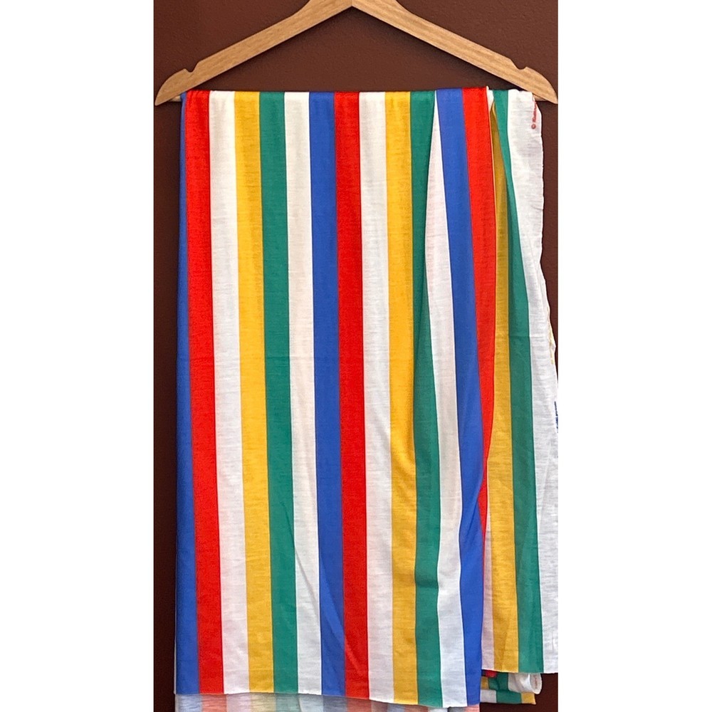 Vintage Kuttner Prints Fabric Striped Rainbow MCM Retro Primary Colors