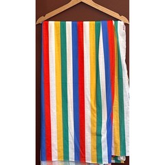 Vintage Kuttner Prints Fabric Striped Rainbow MCM Retro Primary Colors