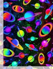 Space Fabric | Timeless Treasures Cosmic Digital Rainbow Planets | Yard