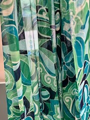Sheer blue green white stretchy floral fabric by the yard deadstock from Mood
