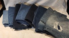 3 Lbs Denim Blue Jeans Fabric Leg & Pieces for Crafts, Quilting, Sewing #3 READ