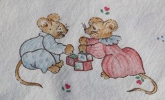 LOT 2 Yards VINTAGE Juvenile Fabric Country Mice & Hearts Princess Fabrics, Inc.