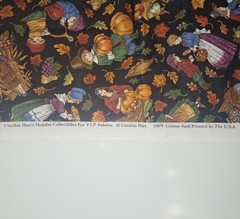 Vintage Thanksgiving Harvest Cotton Print Cynthia Harts Holiday 20×40″ Pre2000s