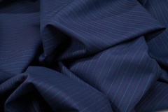 Vintage Drago Super 130’s Wool – 2.4m – 240g – Navy Pinstripe w/ Burgundy & Azur