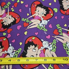 Vintage Betty Boop Hearts On Purple Fabric 3-1/2+ Yards King Features Fleischer