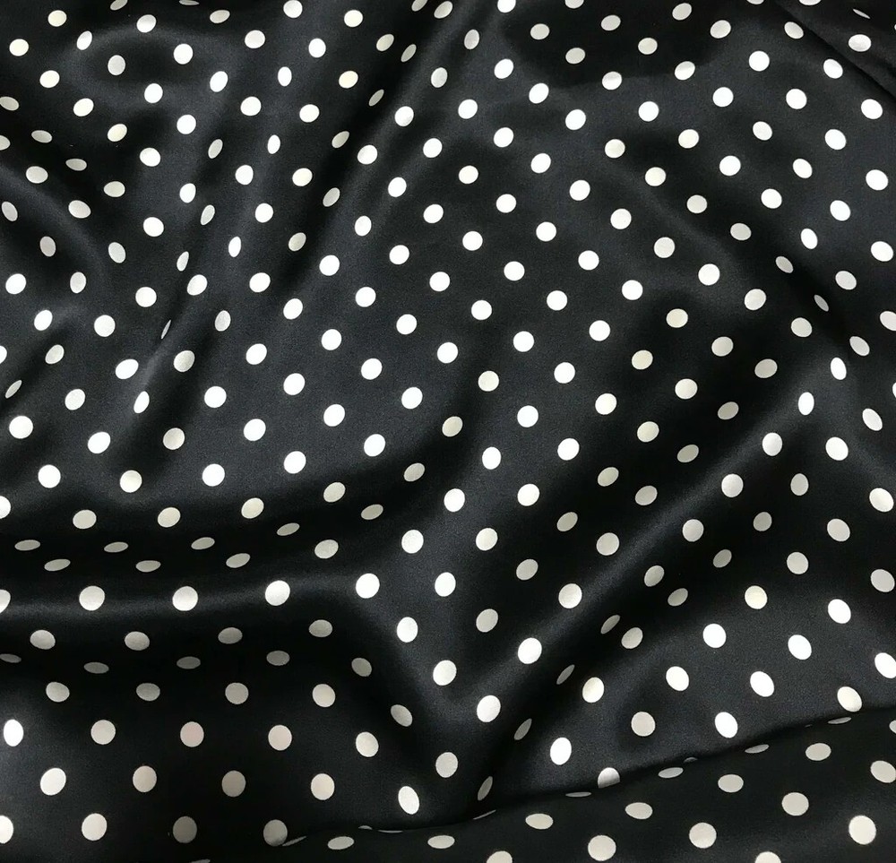 Black and White 3/8″ Polka Dots – Silk Charmeuse Fabric