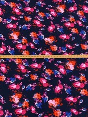 Rose Abstract Crepe Fabric Dress Blouse Apparel Red Floral By the Yard