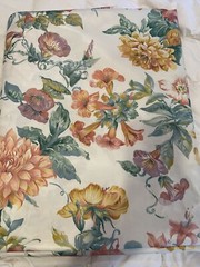 Vtg Robert Allen Floral sateen cotton McMillen 1989 7 yds 55″ peach green dupont