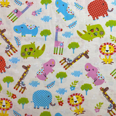 Animals Giraffe Hippo Elephant Lion Cotton Fabric by Santee Prints – By the Yard