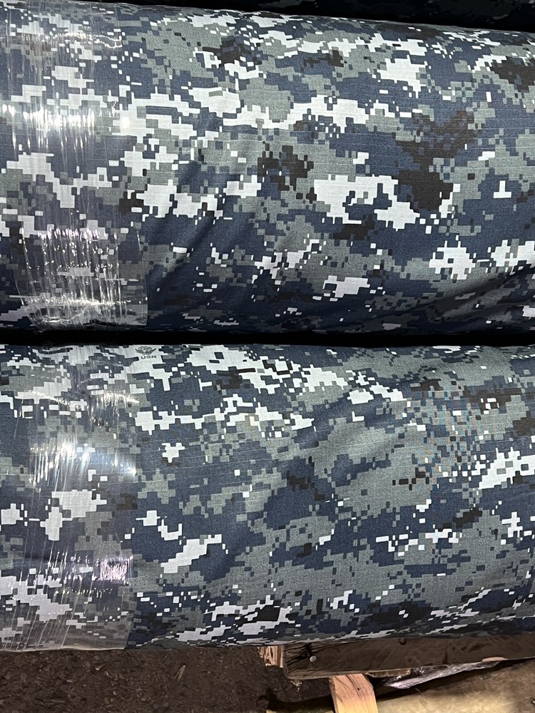 Navy Blue Digital NyCo Camo Ripstop Fabric 60”