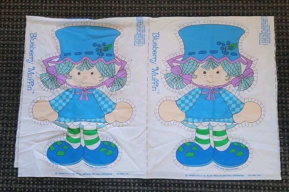 1981 Blueberry Muffin Strawberry Shortcake Cut & Sew Panel Uncut