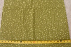 By 1/2 Yd, White Flowers & Scrolls on Olive-Green Quilt Cotton, P8455