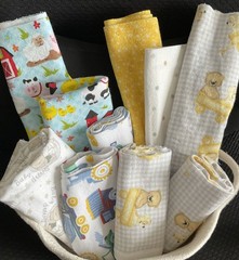 Nursery Boys Farm/Truck Flannel Fabric Remnants for Sewing, Quilting, or Crafts