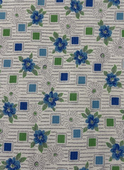 Vintage 1930’s-1940s feedsack fabric piece 9×11″ blue and green with stripes