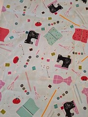 VINTAGE SEWING MACHINES BLUE “I LOVE SEWING” COTTON FABRIC