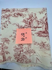 COUNTRY TOILE BURGUNDY/MAROON CREAM FABRIC 58 X20” Home Signature