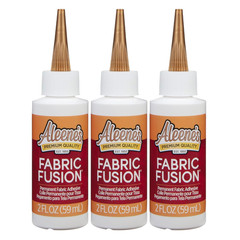 Fusion Fabric Adhesive 2 Fl Oz 3-Pack, Washable Fabric Glue for Clothes, Denim,