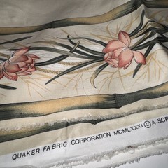Quaker Fabric 1981 Floral Bamboo Screen Print Dupont Teflon Yards 122” x54” 3 Yd