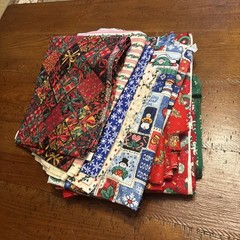 Vintage Christmas Material Many Individual Yards 3 Pounds