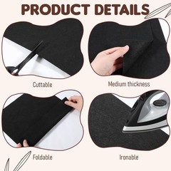 Black Felt Fabric, 2 PCS 12″ X Fabric Sheets for Crafts 1mm