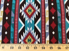 Southwestern Aztec Tribal Fabric – Southwest Turquoise Brown Red Western By Yard