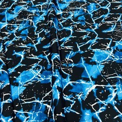 Abstract Neon Blue Thunders print Spandex Fabric 4-way Stretch Swimwear By Yard