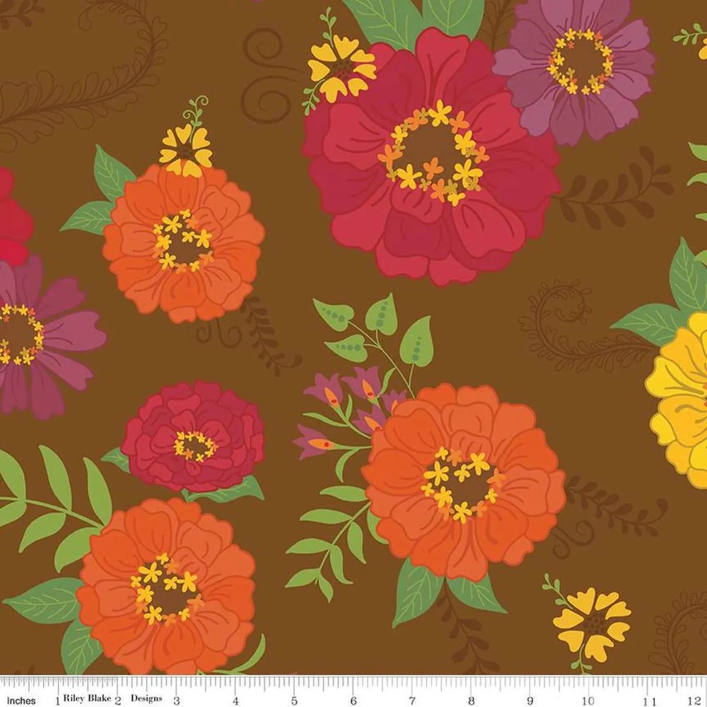 108″ Wide Quilt Backing Autumn Afternoon Brwn 14880 100% Cotton Fabic 3 yd piece