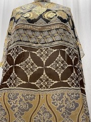 100% Silk Chiffon w/ Lurex Gold Brown Ornate Paisley Fabric By the Yard 45″ Wide