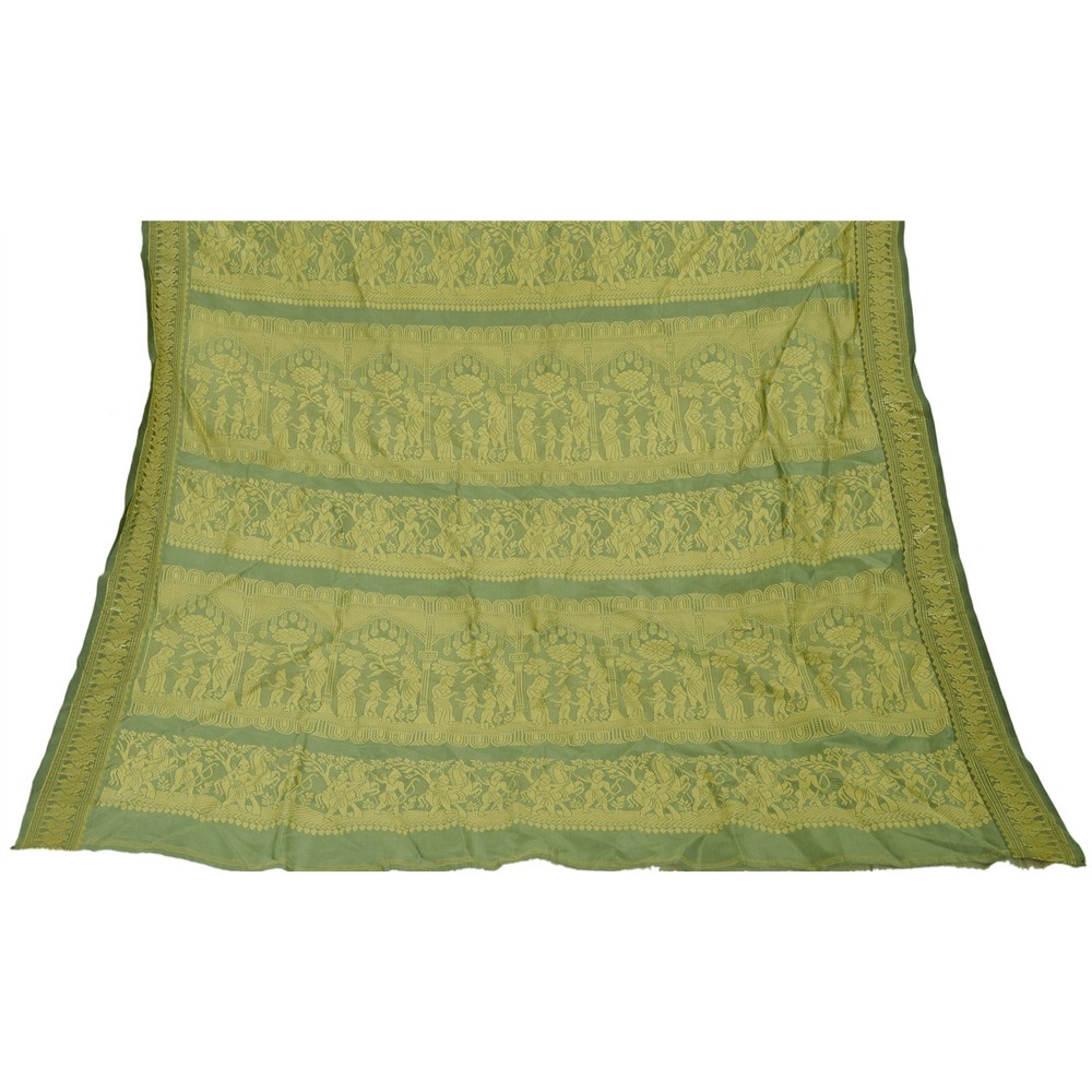 Sanskriti Vintage Pallu Fabric Art Silk Woven Baluchari Design Decor Craft