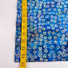 Batik quilting cotton fabric blue tie dye abstract swirls squares 35×44 1 yard