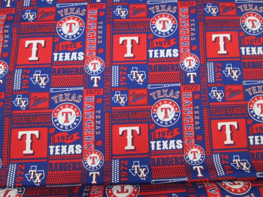 TEXAS RANGERS MLB 100% COTTON 1/2 YARD PIECE BRAND NEW SQUARE DESIGN