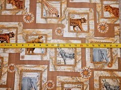 Out Of Africa HIppo Zebra Lion Giraffe Elephant BLOCK 24833-A qt Novelty Fabric