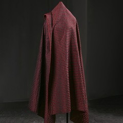 50*137cm Vintage 3D Red & Black Particle Woven Checkered Jacquard Fabric Design