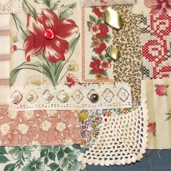 Slow stitch junk journal kit Vintage fabric pieces lace Sewing and Craft K#26