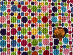 2.3yds 60″w JoAnne Thermal Knit Fabric Bright Colorful Dots Rainbow Waffle Weave