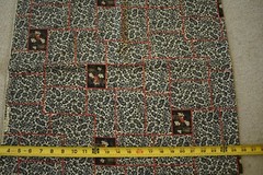 By 1/2 Yd, Vintage, Black Calico with Red on Tan Brushed Cotton/Manes, P2628