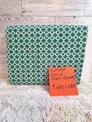 Vintage Green Cotton Quilting Fabric with Black and White Pattern 4 Yards x WOF