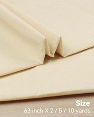 100% Cotton Muslin Fabric, 63 inch x 2 Yards, Unbleached 2 YARD, Natural