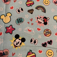 FAT Eight DISNEY FABRIC MICKEY MINNIE VINTAGE SCATTERED 100% COTTON 9”x21”