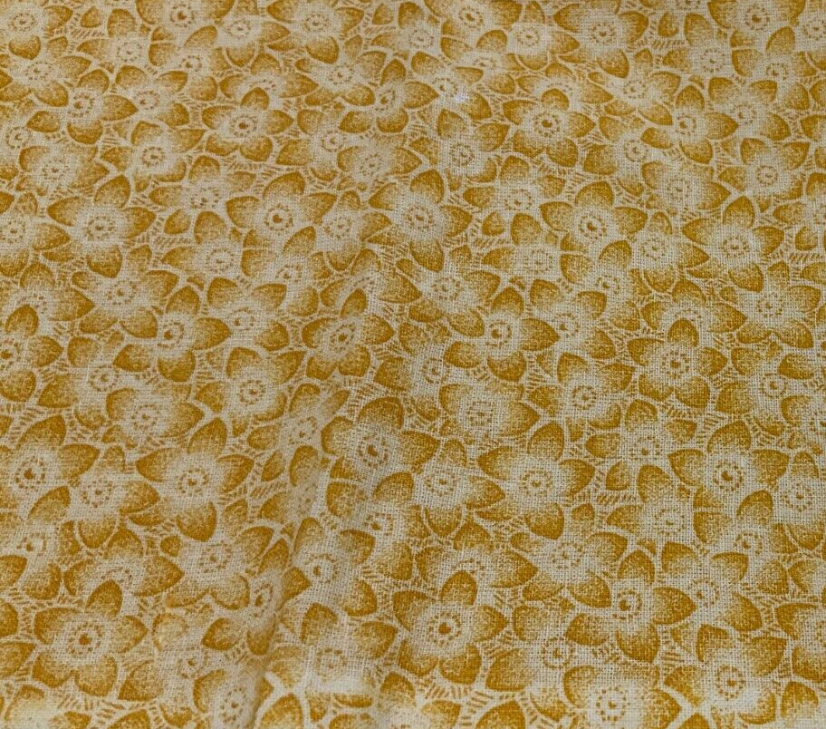 YELLOW & GOLD FLORAL – COTTON– 1 5/8 YARDS