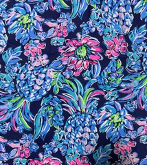 Lilly Pulitzer Cotton Poplin Fabric High Tide Navy Pineapple Paradise 36″ X 57″