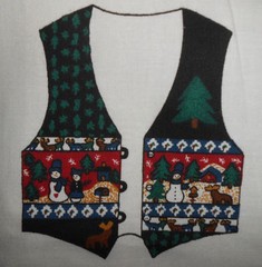PEACE IN THE COUNTRY SPRING INDUSTRIES WINTER FABRIC PANEL VEST CHRISTMAS SNOW