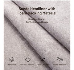 NEW Suede Auto Headliner Fabric 38” × 60” Light Grey Foam Backed Car